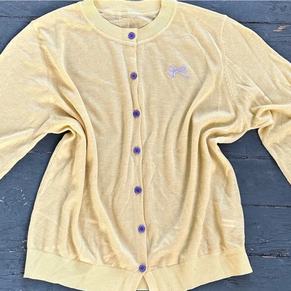 Cute coquette yellow bow cardigan top